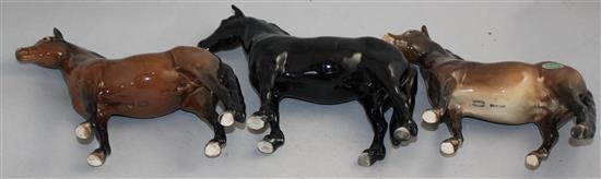 A collection of nine Beswick horses, late 20th century, average length 21cm